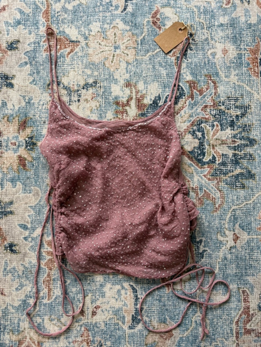 Vintage Ruched beaded tank